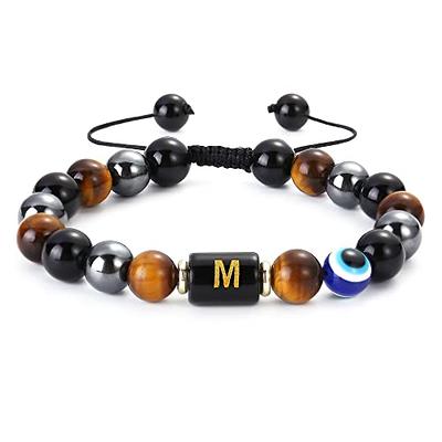 2pcs Triple Protection Crystal Bracelet Spiritual Healing for Men Women Natural Yellow Blue Tiger Eye and Black Obsidian 8mm Stone Bead Energy Crystal