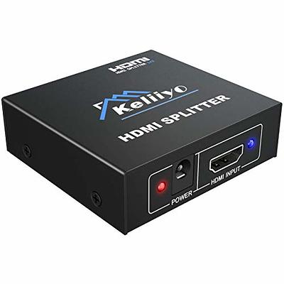 HDMI Splitter 1 In 2 Out - Aluminum 4K Signal V1.4 Powered HDCP Bypass  Supports