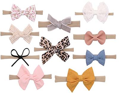 Wee Ones Mini Grosgrain Girls Hair Bow on A Soft Elastic Baby Band LT Pink / Newborn (0-6 Months)