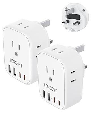 2 Pack US to UK Ireland Travel Plug Adapter, LENCENT Grounded Type G Outlet  Adaptor with