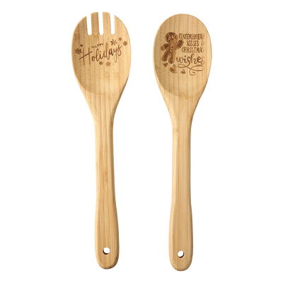 Wooden Small Utensil Set : 1 Spoon, 1 Spork / Wooden Cooking Spoon