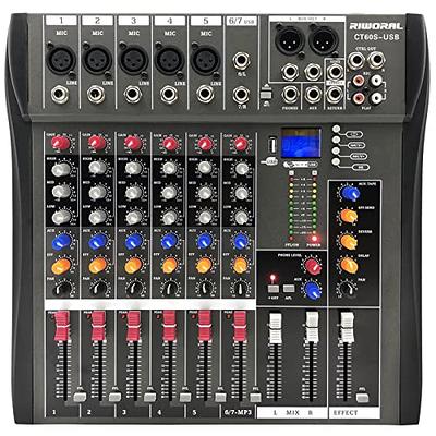 Pyle Professional Audio Mixer Sound Board Console - Desk System Interface  with 6 Channel, USB, Bluetooth, Digital MP3 Computer Input, 48V Phantom