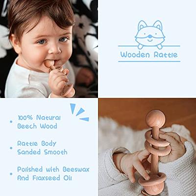 iAOVUEBY Baby Gift Set for Newborn, Baby Shower Gifts for Girls Boys,  Unique Baby Gifts Basket with Infant Swaddle Blanket Wooden Rattle Keepsake  Baby