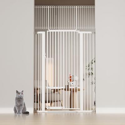 WAOWAO 55.11 Extra Tall Cat Pet Gate 33.07-36.22 Wide Pressure Mounted  Walk Through Swing Auto Close Safety White Metal Kids Dog Pet Puppy Cat for