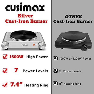  Cusimax Hot Plate Electric Burner Single Burner Cast Iron hot  plates for cooking Portable Burner 1500W with Adjustable Temperature  Control Stainless Steel Non-Slip Rubber Feet, Upgraded Version: Home &  Kitchen