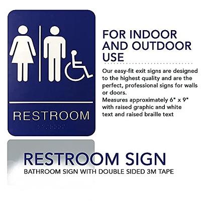 CORKO MANUFACTURING Signs Unisex Braille Restroom Sign - Blue Bathroom Sign  with Double Sided 3M Tape - Yahoo Shopping