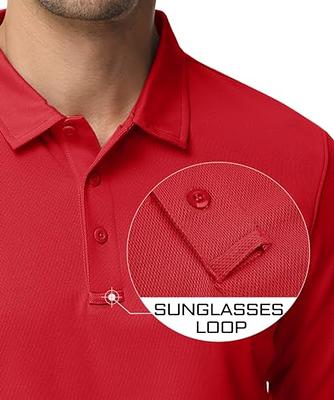 Men's Golf 3 Buttons Spread Collar Solid Polo Shirt - TACVASEN