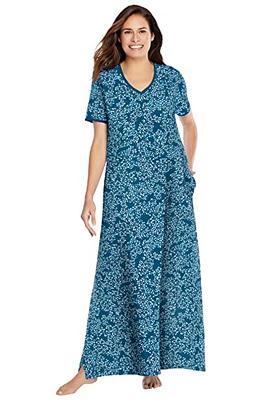 Dreams & Co. Women's Plus Size Petite Long T-Shirt Lounger House Dress or  Nightgown - 2X, Deep Lagoon Animal Multicolored - Yahoo Shopping