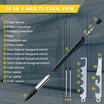 Christmas Gifts Stocking Stuffers White Elephant Gifts for Adults Men,  Multitool Pen Cool Gadgets, Novelty Pen with Stylus, Level, Rulers,  Screwdrivers, Birthday Gifts for Him Dad Husband(Black) 