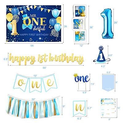 Baby Boy 1st Birthday Decorations Supplies, 1st Birthday Boy Decorations,  Baby First Birthday Decorations for Boy, First Birthday Balloon Boxes,  Backdrop, High Chair Banner, Crown, Photo Banner - Yahoo Shopping