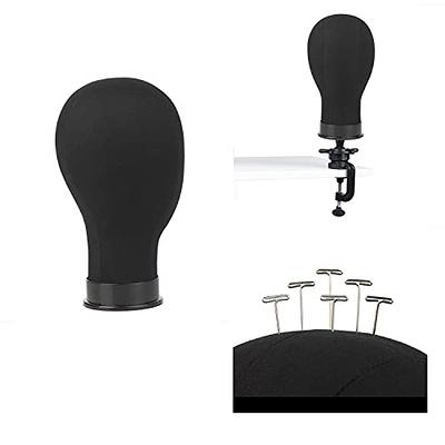 Black Canvas Head For Wigs, 22 Inch Salon Shaped Head With Mounting Holes  For Wig Production, Braided Braid Stand For Hat Display Stand, Durable Hairs