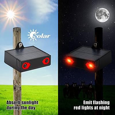 Solar Powered Outdoor Nighttime Animal Repeller Predator Control Light  Coyote Repeller Waterproof Fox Raccoon Skunk Deer Deterrent With Red LED  Lights For Garden Farm Chicken Coop-2pcs 