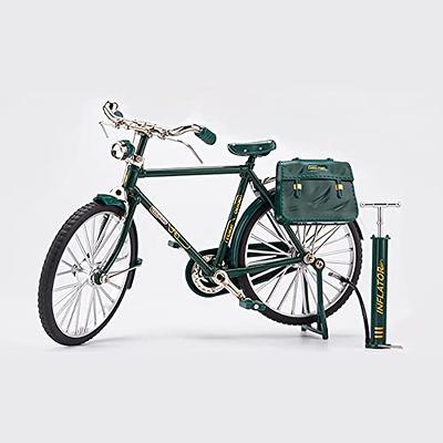 2023 DIY Retro Bicycle Model Ornament for Kids, 1:10 Simulation Mini Bicycle  Model Scale Kit with Inflator and Briefcase, Finger Bike Models Toys,  Creative Iron Art Tabletop Ornament Toys 