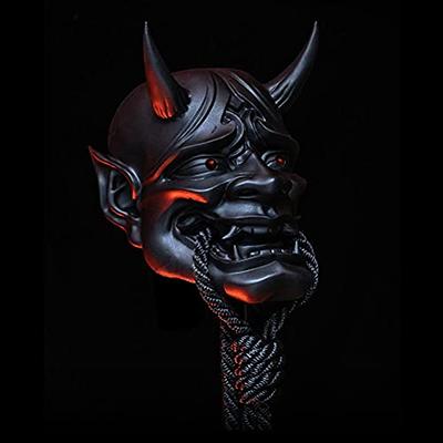 Halloween Japanese Anime Half Face Mask Latex Cosplay Kabuki Samurai Devil  Props