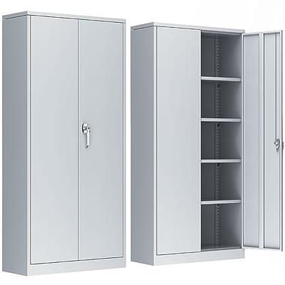 Metal Storage Cabinet with 2 Doors, Lockable Steel Storage Cabinet with 2  Doors and Adjustable Shelves, Steel Lockable File Cabinet, Locking Tool