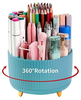 AURIGATE Acrylic Pen Holder Pencil Organizer, 360-Degree Rotating Pencil  Holder, Crayon Organizer for Kids Marker Holder Art Supply Organizer for  Desk, Kids Desk Organizer for Office Home School 