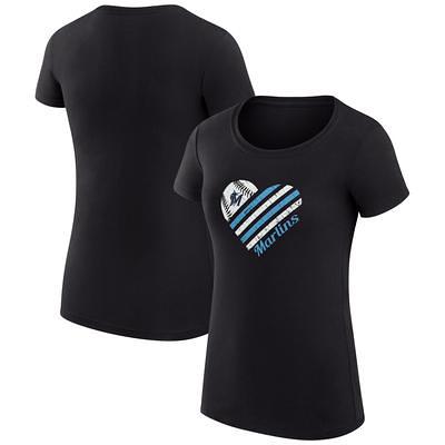 Women's G-III 4Her by Carl Banks Black Miami Marlins Heart Graphic