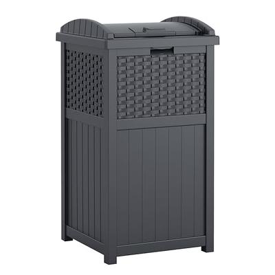 Suncast 30 Gallon Hideaway Trash Waste Bins for Outdoor, Cyberspace (4 Pack)