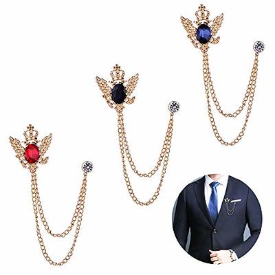 Buy Knighthood Green Stone with Inspired Swarovski Detailing Hanging Chain  Lapel Pin Suit Collar Accessories Brooch for Men at Amazon.in