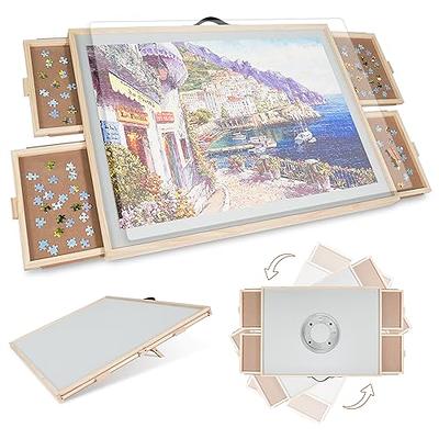 Playboda Planche de puzzle rotative en plastique avec tiroirs et couvercle,  table de puzzle portable pour adultes, plateau de puzzle rotatif de 1500