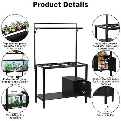 Gdlf Metal Aquarium Stand with Cabinet for Fish Tank Accessories Storage, 40 Gallon, Turtle Reptile Terrariums