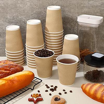 Lamosi 16 oz Coffee Cups with Lids,Sleeves -100 Pack Disposable