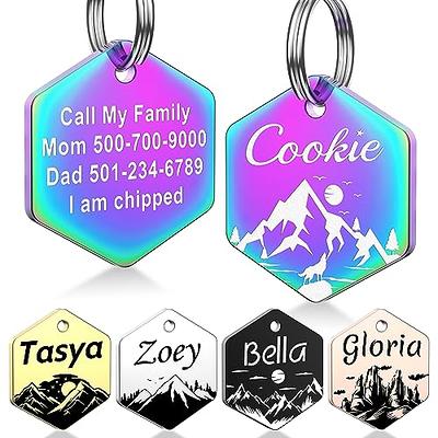 YEHANTI Dog Tags Engraved for Pets Personalized, Custom Stainless Steel Dog  Tags and Cat Tags with Various Cute and Beautiful Icons, Double Sided  Engraved Pet ID Tags Dog Name Tag (Hexagon) 