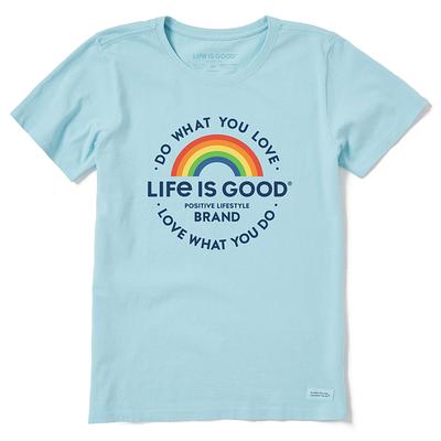 Life Is Good Women's Louisiana Rainbow Vibes Crusher Short Sleeve T-Shirt in Darkest Blue Size XL | 100% Cotton