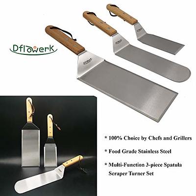 Grillers Choice - Stainless Steel Metal Spatula Set - Flat Metal