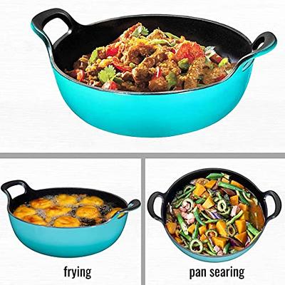 Bruntmor 14 Grey Enameled Cast Iron Wok/Pot. Nonstick Skillet Pan