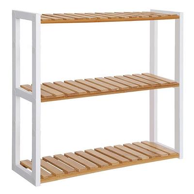 Dracelo 3-Tier Brown Bathroom Ladder Shelf, Bathroom Floor Storage