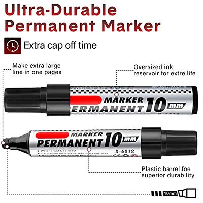 2 JUMBO Markers EXTRA WIDE Oversized Chisel Tip PERMANENT Black