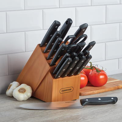 Farberware 15-Piece Stamped Stainless Steel Knife Block Set