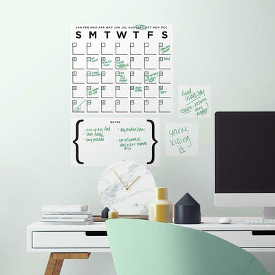 RoomMates Chalk Calendar Peel & Stick Giant Wall Decal Black & White