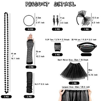 WILDPARTY 80s Costume Accessories for Women, T-Shirt Tutu Fanny Pack  Headband Earring Necklace Fishnet Gloves Legwarmers 80s Party Halloween  outfit for Women 24PCS (Black 2XL) - Yahoo Shopping