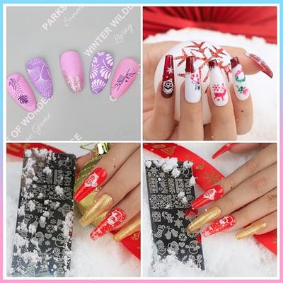 Biutee Nail Stamping Plates set 8 pcs Nail stamping polish gel 10pcs  Templates with stamper Nail Art Plates set Nail Plates animal flower design