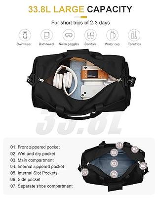 Gym Bag for Women, BAGSMART Sports Travel Duffel Bag With Shoe  Compartment & Wet Pocket, Carry On Weekender Duffel Bag, Water Resistant  Sports Gym Tote Bags Swimming Yoga Workout 