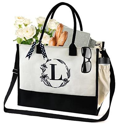 Embroidered Monogram Canvas Tote 