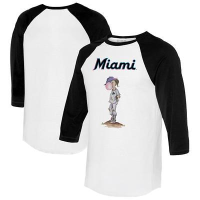 Women's Tiny Turnip White/Navy Atlanta Braves Stacked 3/4-Sleeve Raglan T-Shirt Size: Medium