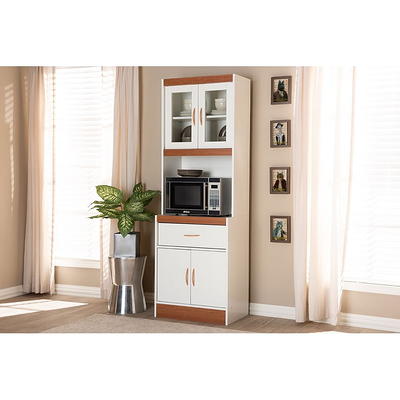 Baxton Studio Kitchen Cabinet with Hutch Walnut Yahoo Shopping