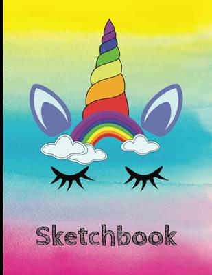 Sketch Book for Girls: Cute Unicorn on Vibrant Bright Pink Background!  Large Blank Sketchbook for Girls, Notebook for Drawing, Writing, Painting