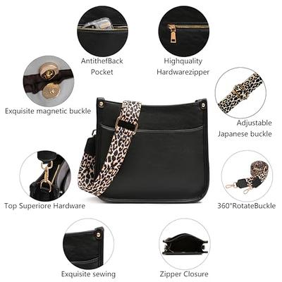 KOGTLA Women's Crossbody Shoulder Bag with Leopard Guitar Strap,Vegan Faux Leather Purse Handbag Bucket Tote Bag