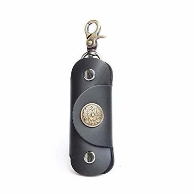 Northwall Key Organizer Keychain, 100% Italian Leather Compact Key Holder,  Secure Locking Mechanism, Holds up to 7 Keys, ThorKey Black