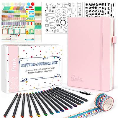 feela Dotted Journal Kit, Dot Grid Journal Hardcover Planner Notebook Set  For Beginners Women Girls Note Taking with Journaling Supplies Stencils  Stickers Pens Accessories, A5, 224 Pages, Pink - Yahoo Shopping