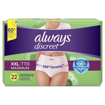 Always Discreet Incontinence Underwear for Women, Maximum (Choose Your  Size) - Sam's Club