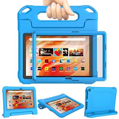 for  Kindle Fire HD8 2022 Tablet Case, Silicone Hard Back Kids  Friendly Cover Built in Stand Shockproof Heavy Duty Protection for   Kindle