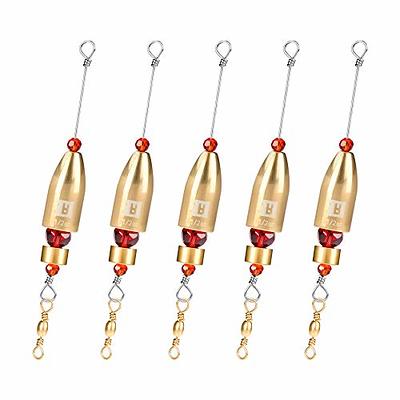 Rikimaru 5PCS Bullet Weights for Fishing Ready Texas Rigging Fluorocarbon Fishing  Line with Sinker 1/0 Worm Hooks Kits Rolling Swivel Carolina Rig for Bass  Perch Sequins Style-1pack 10LB-2#(Hook)