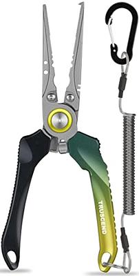TRUSCEND Fishing Pliers Saltwater with Mo-V Blade Cutter, Corrosion  Resistant Teflon Coated Muti-Function Fishing Gear as Split Ring Plier Line  Cutter Hook Remover, Fishing Gifts for Men Unique A-space Grey