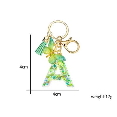 Fuqimanman2020 Glitter Letter A-Z Keychain Pink Blue Resin