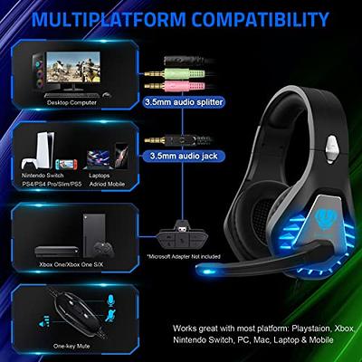 Gaming Headset With Mic RGB Backlit for Xbox One, PS4, Nintendo Switch & PC  Mac